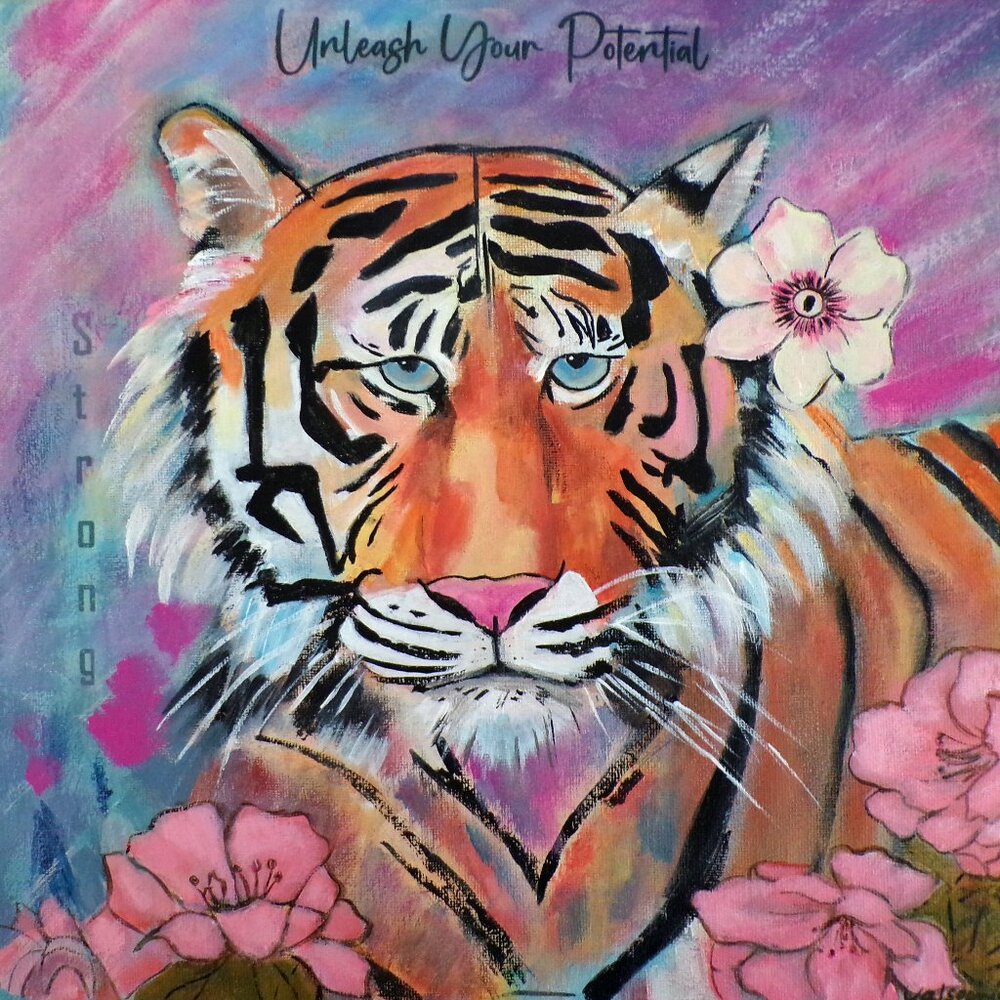 Tiger Painting Mixed Media Animal Art Wall Art Decor